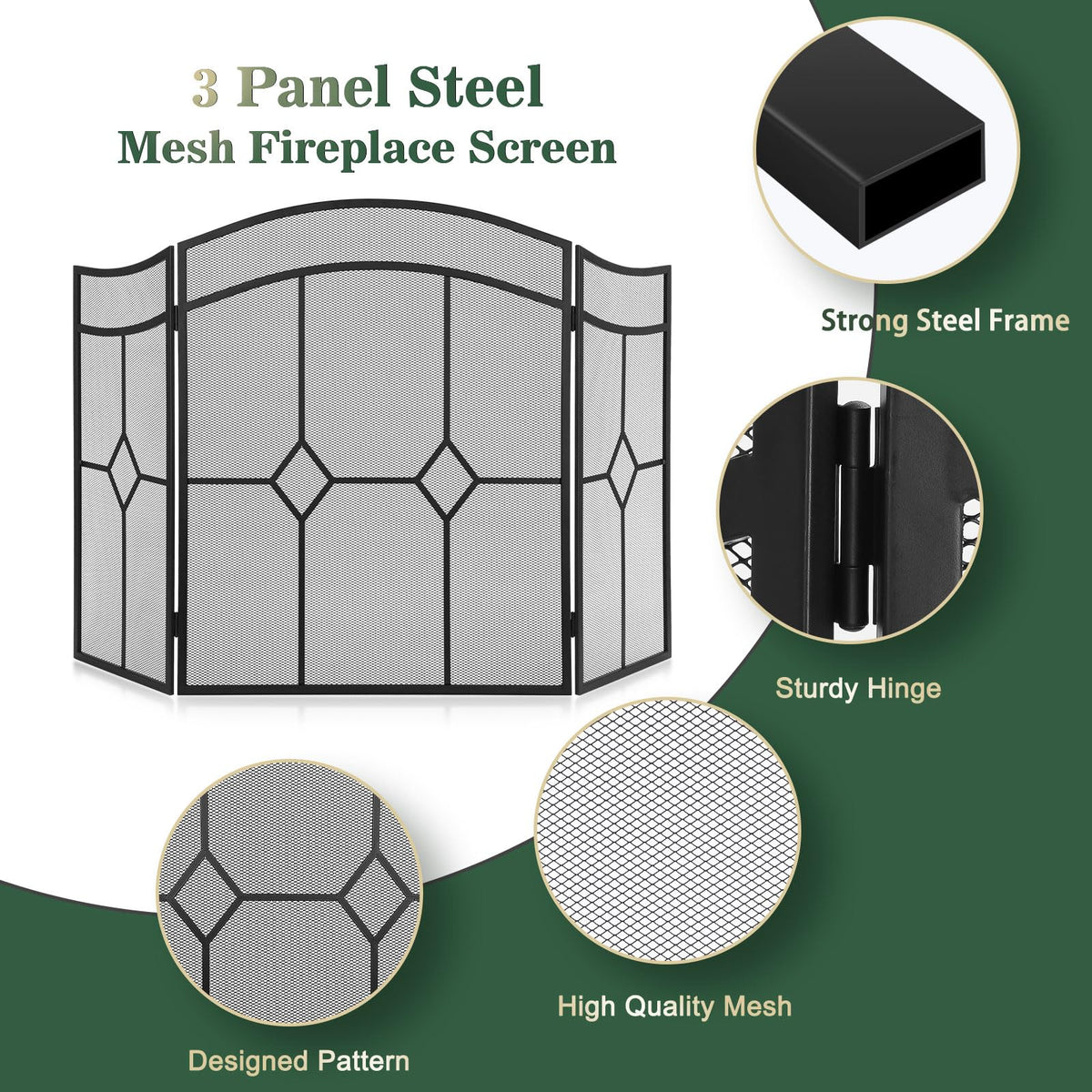 Fireplace Screen 3 Panel 48" x 30" S8316