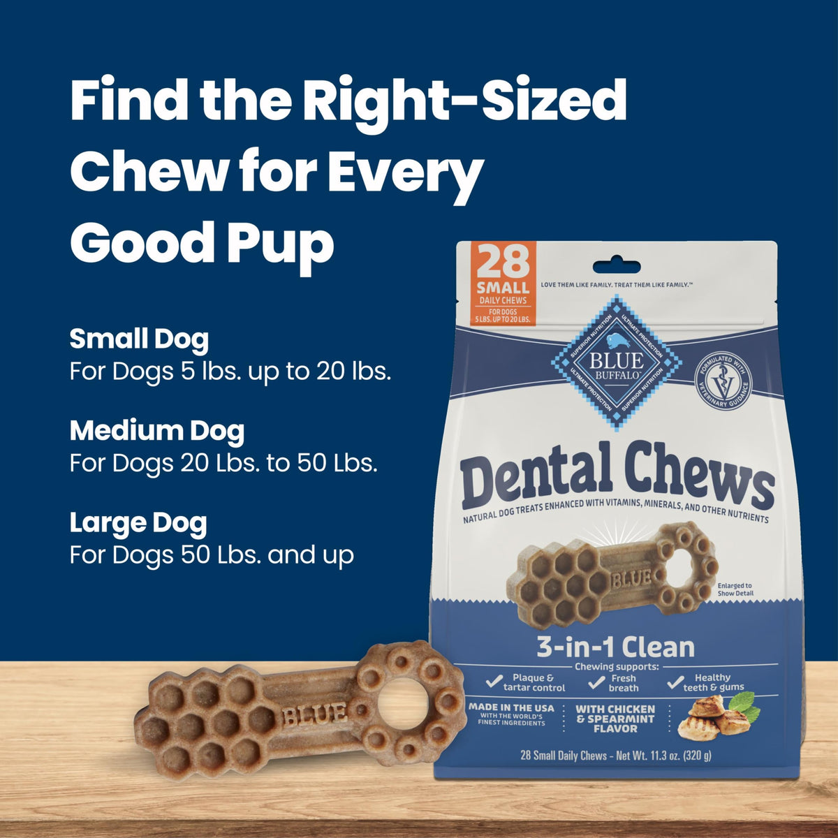 Chicken & Spearmint Small Dental Chews, 11.3 oz, 28 ct Y536508