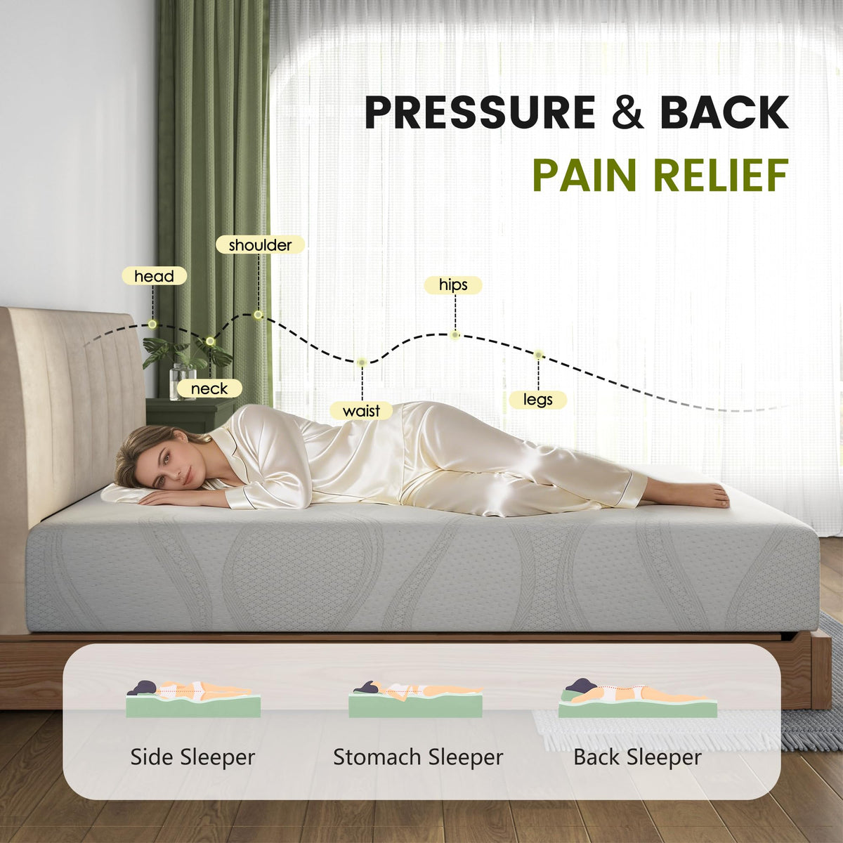6 Inch Green Tea Gel Memory Foam Mattress F769