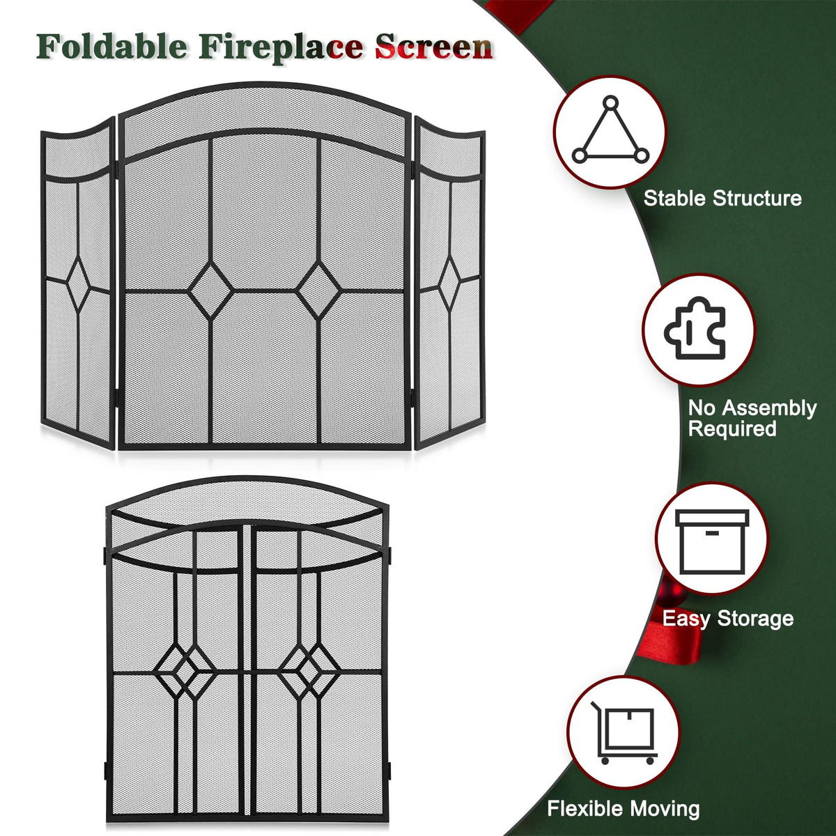 Fireplace Screen 3 Panel 48" x 30" S8316