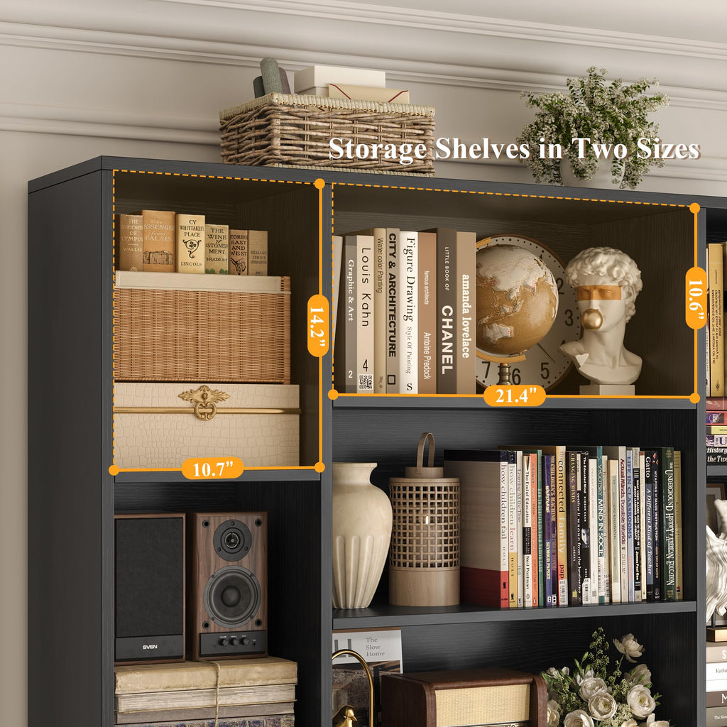72" Tall Black Bookshelf with Storage S4567