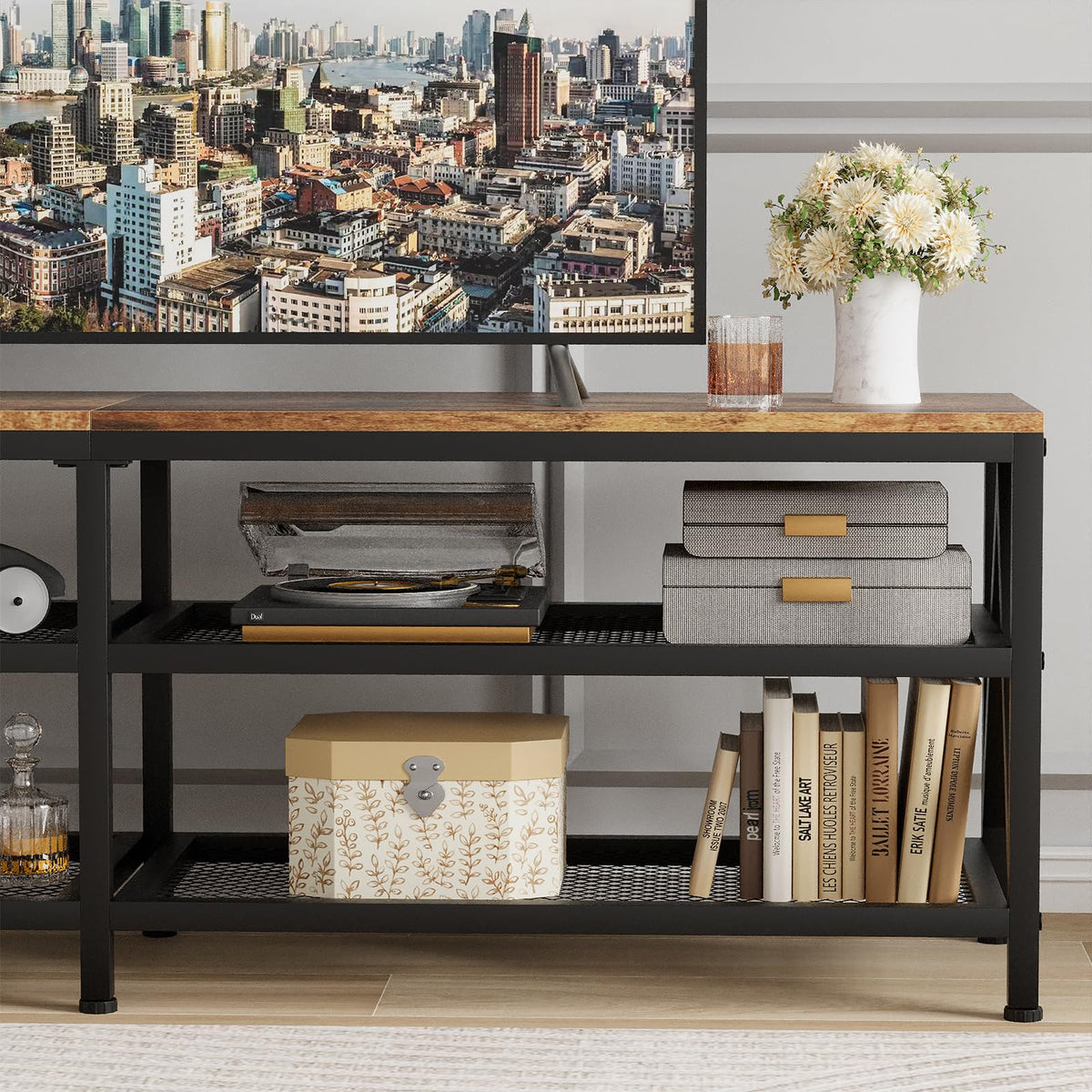 63" TV Stand with 3-Tier Storage Shelves Q74880