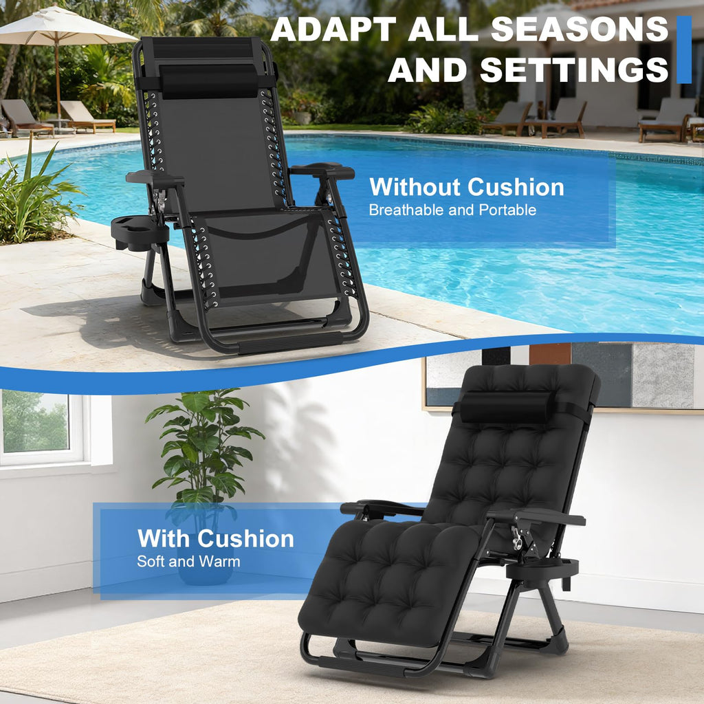 Zero Gravity Chair with Cup Holder, Black W37799
