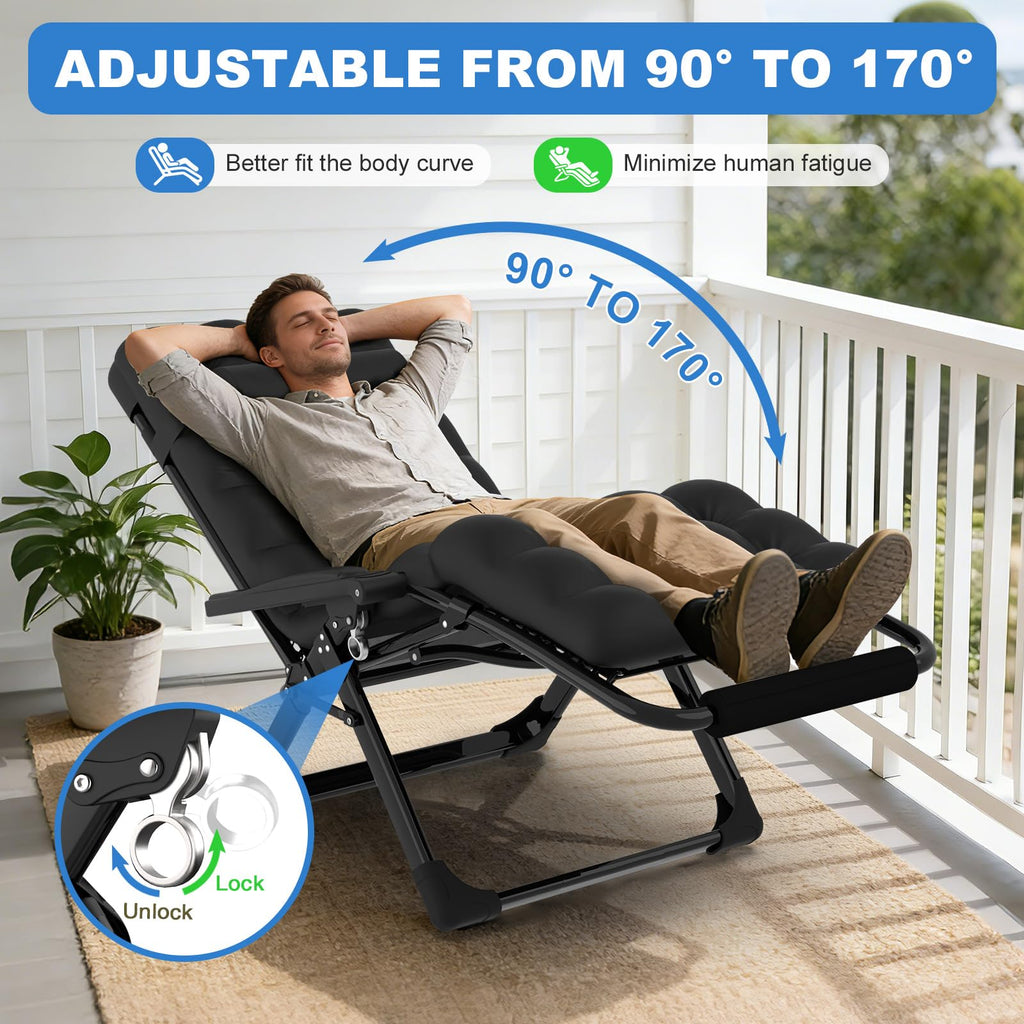 Zero Gravity Chair with Cup Holder, Black W37799