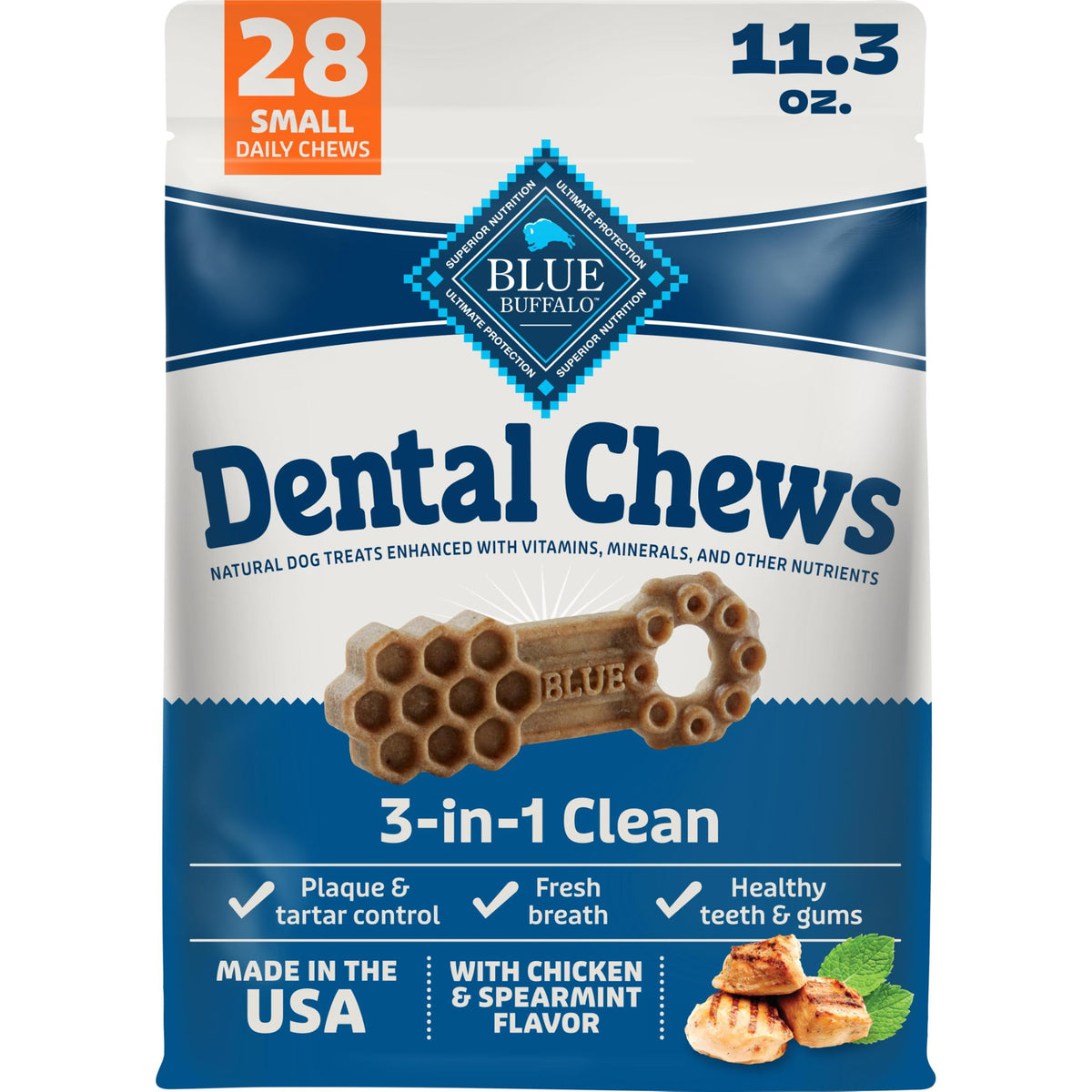 Chicken & Spearmint Small Dental Chews, 11.3 oz, 28 ct Y536508