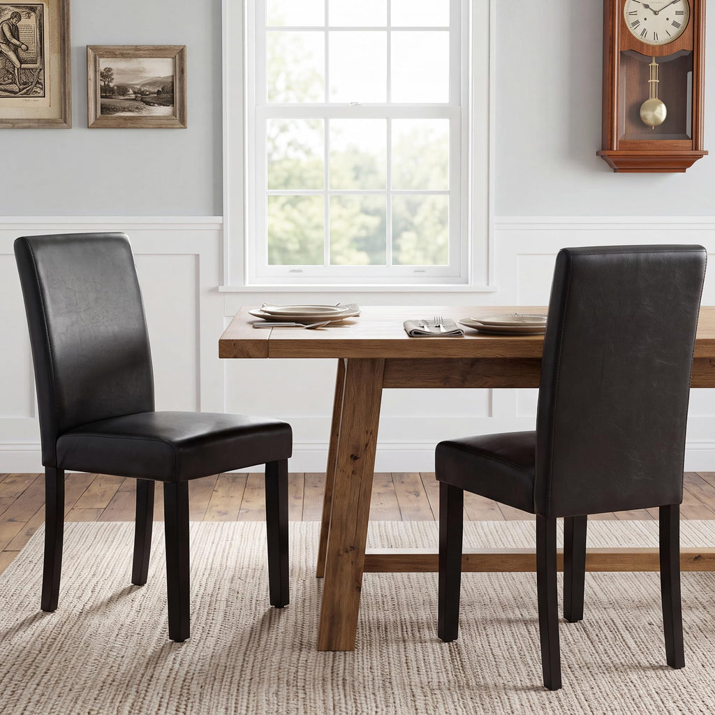Black Upholstered Dining Chairs Set of 6 with Solid Wood Legs Z5801