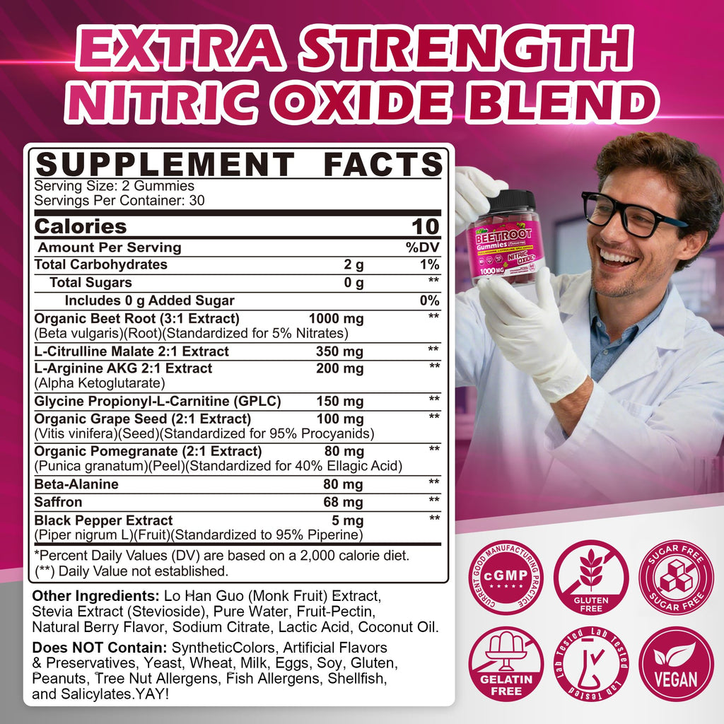 Beet Root Gummies with L-Citrulline & L-Arginine, Sugar Free G63326