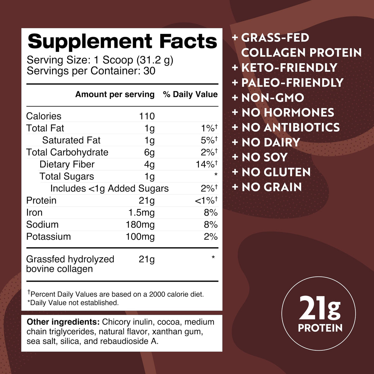 Chocolate Bone Broth Protein Powder 30 Servings A400708