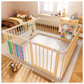 Foldable Wood Baby Playpen with Built-in Toys 57"x57" S215136