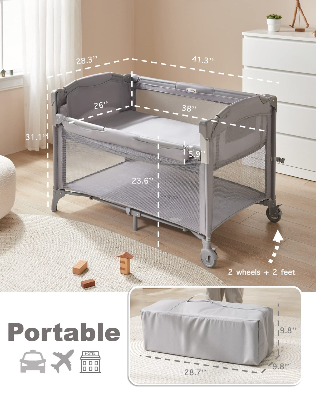 4 in 1 Baby Bassinet Bedside Sleeper Q311