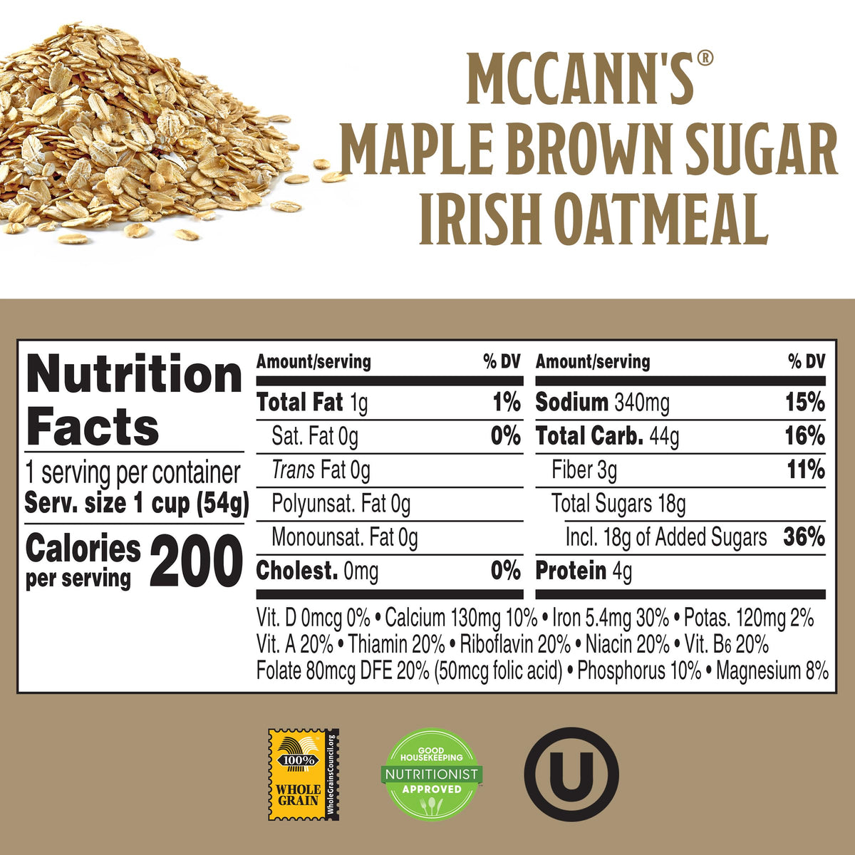 Instant Oatmeal Cup Maple Brown Sugar 1.9 Ounce Pack of 12 P822