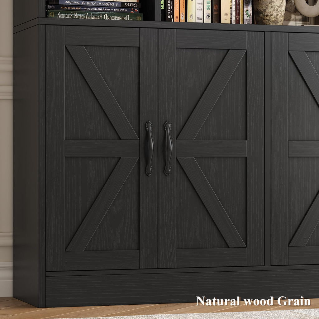 72" Tall Black Bookshelf with Storage S4567
