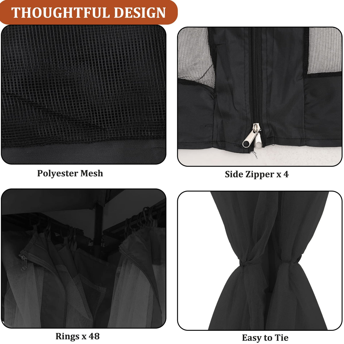 10x12 FT Black Mosquito Netting H987