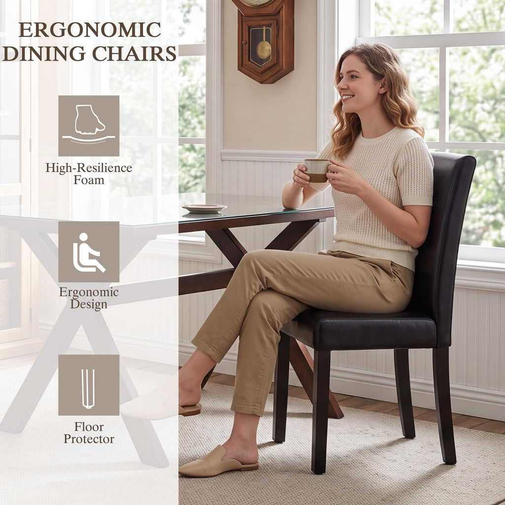 Black Upholstered Dining Chairs Set of 6 with Solid Wood Legs Z5801