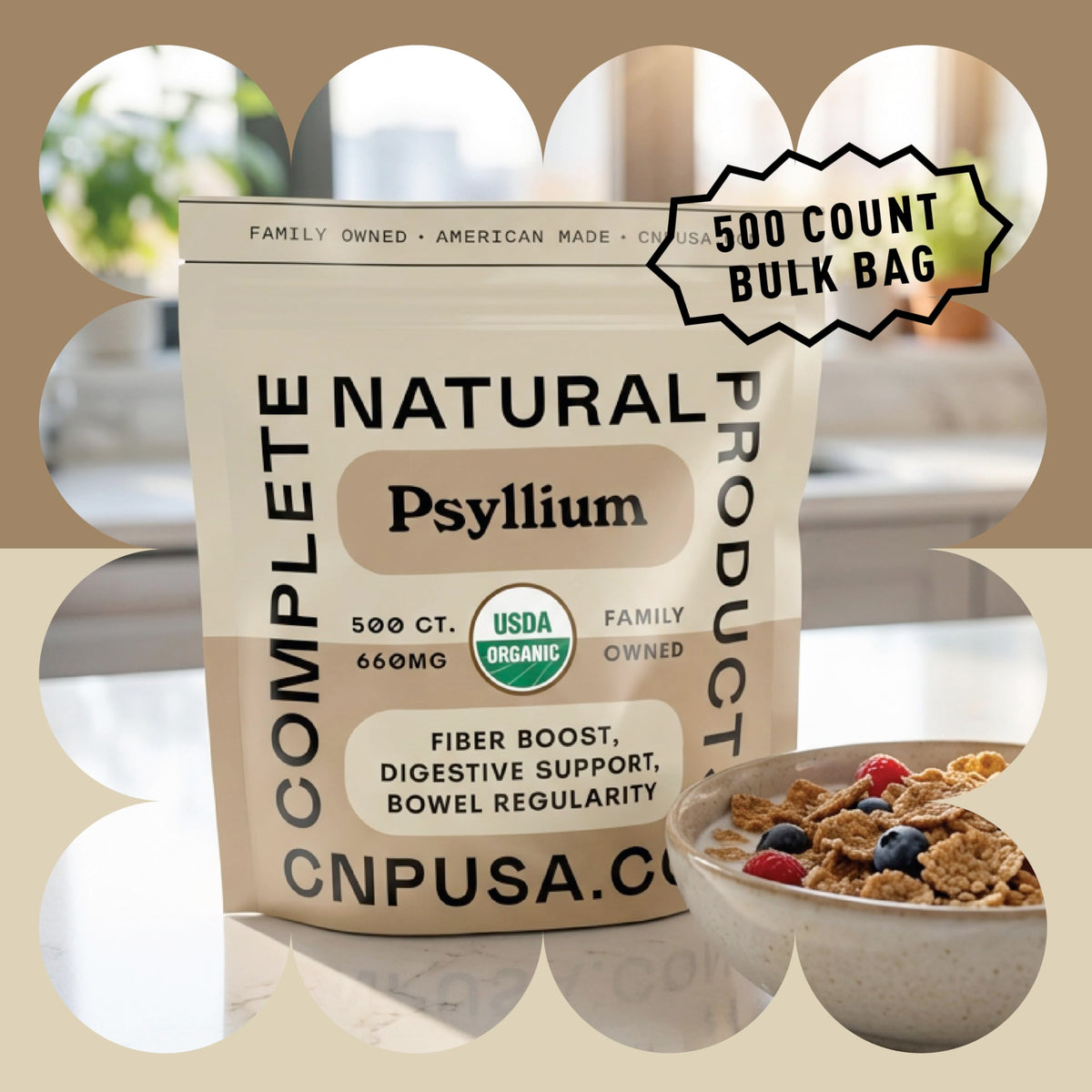 Organic Psyllium Husk Capsules 660mg 500ct S6574