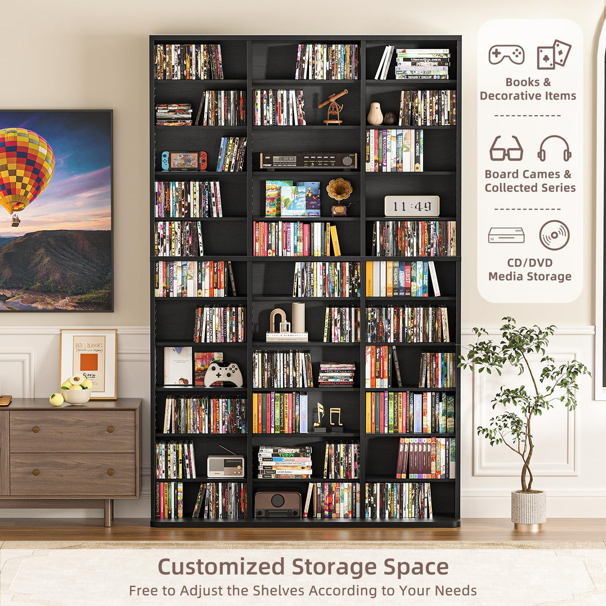 Black 11 Tier Display Cabinet D4770