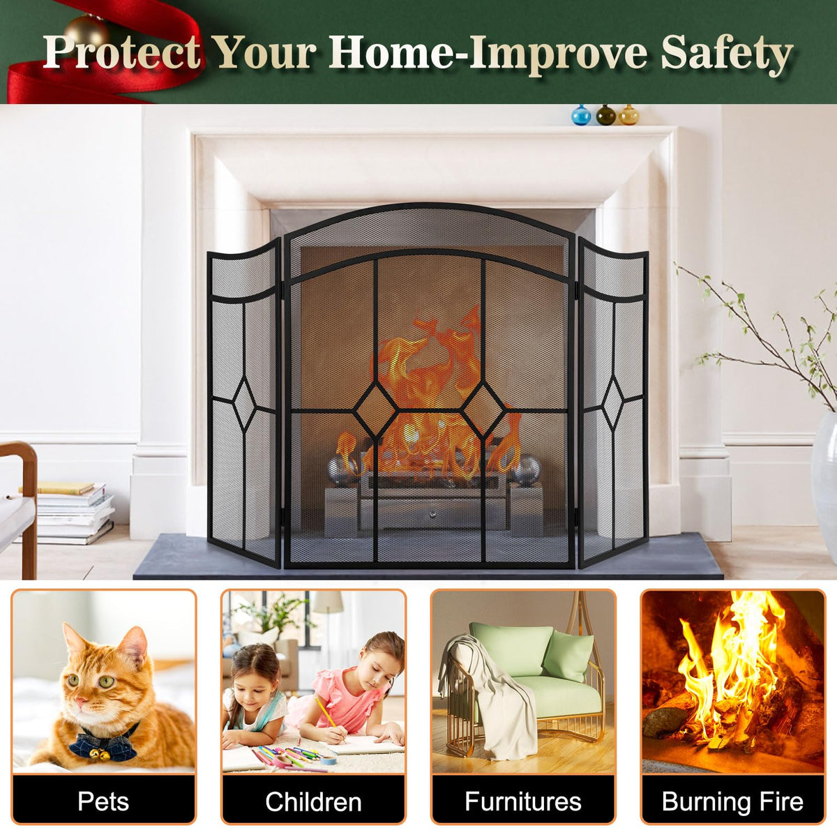 Fireplace Screen 3 Panel 48" x 30" S8316