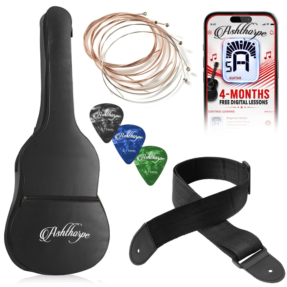 30-inch Kids Acoustic Guitar Beginner Kit with Gig Bag X53801
