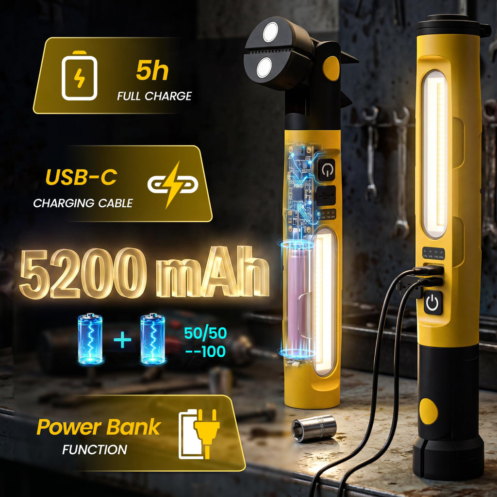 Magnetic Rechargeable LED Work Light with Detachable Dual Light Bars H27625