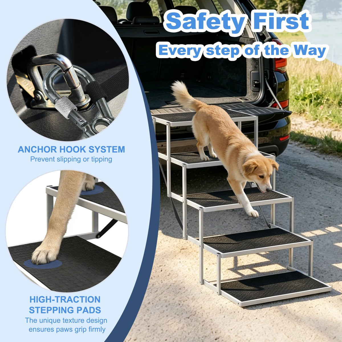 5-Step Foldable Non-Slip Plastic Dog Steps R76563