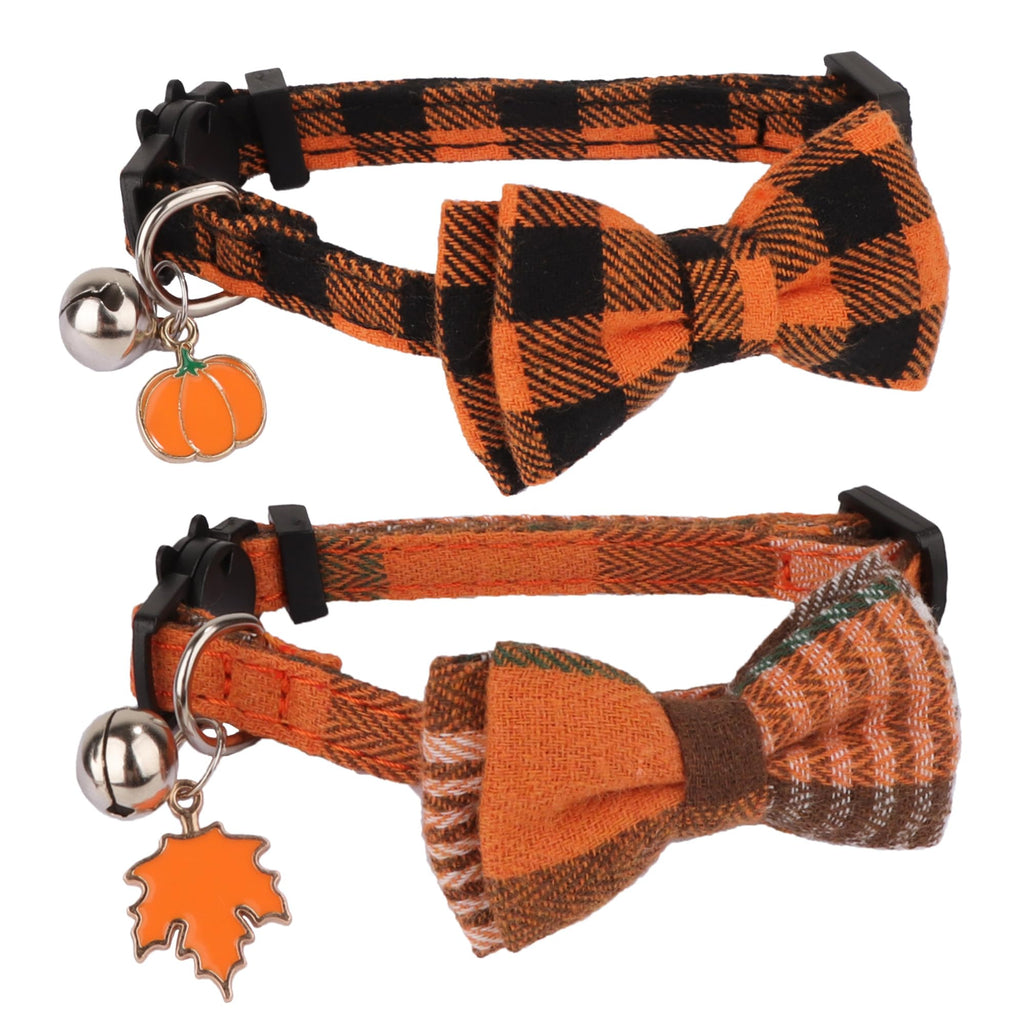 Orange Plaid Cat Collar P621