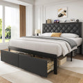 Queen Bed Frame with Upholstered Headboard and 2 Storage Drawers L5156