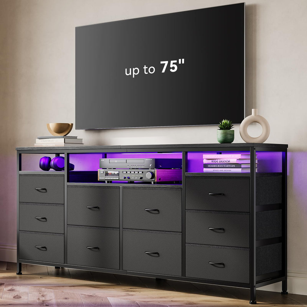Black 10 Drawer Dresser TV Stand W921537