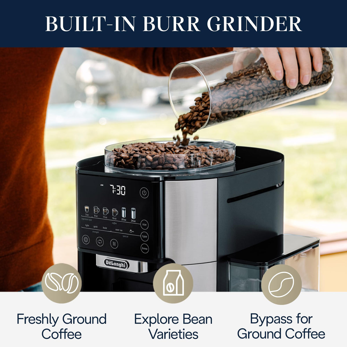 Drip Coffee Maker with Built-In Grinder N2296