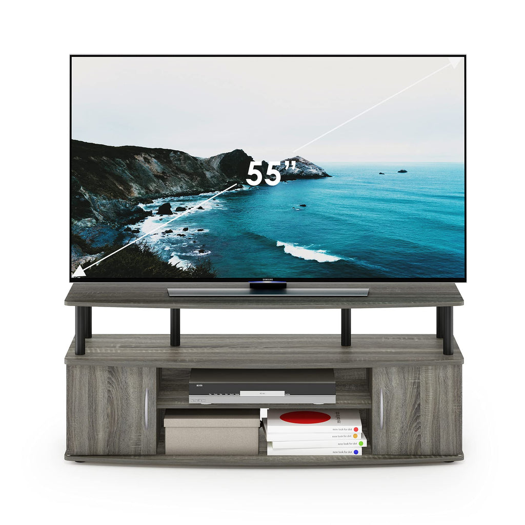 French Oak Grey/Black Entertainment Stand for TV Up to 55 Inch V398