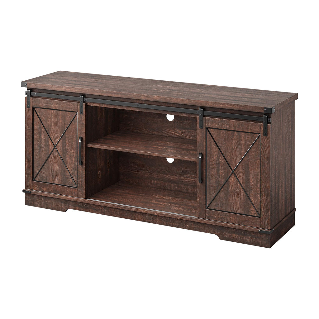Farmhouse TV Stand with Sliding Barn Doors R69985