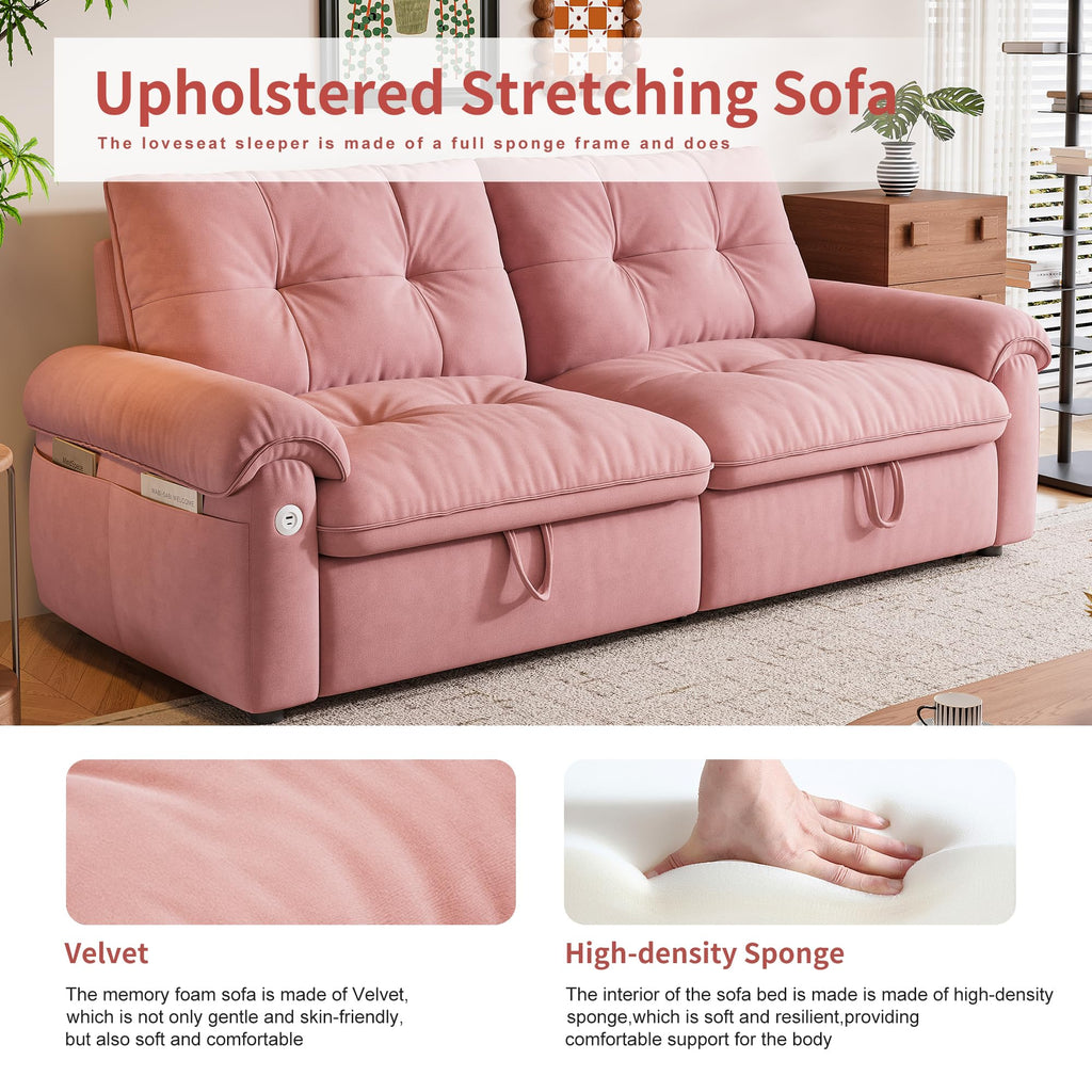 Queen Size Pink Sofa Bed with Pull Out Bed D623231