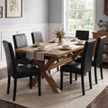 Black Upholstered Dining Chairs Set of 6 with Solid Wood Legs Z5801