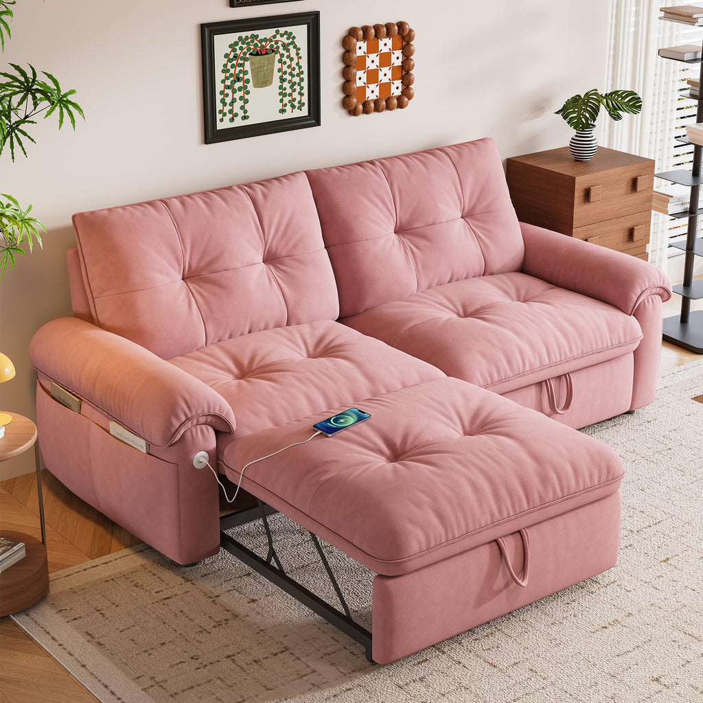 Queen Size Pink Sofa Bed with Pull Out Bed D623231