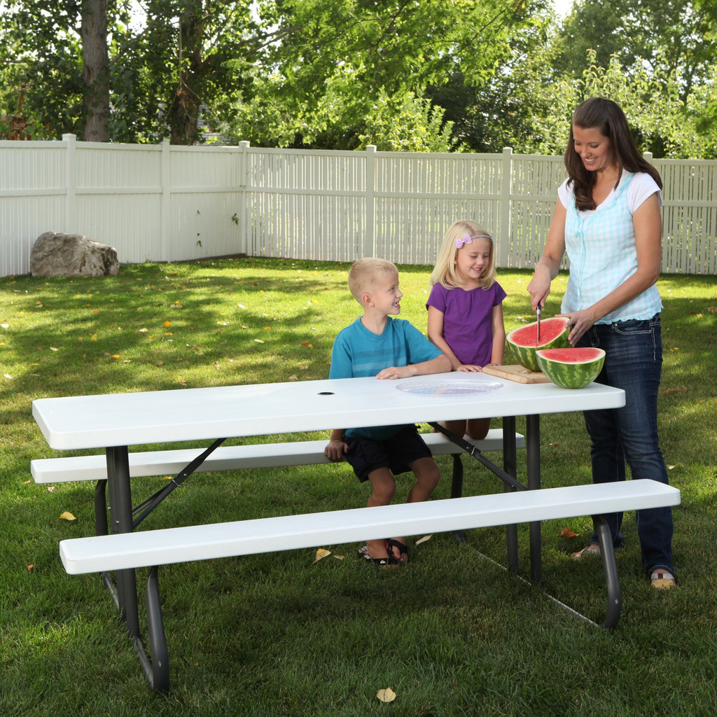 Folding Picnic Table 6 Feet White Granite I71090