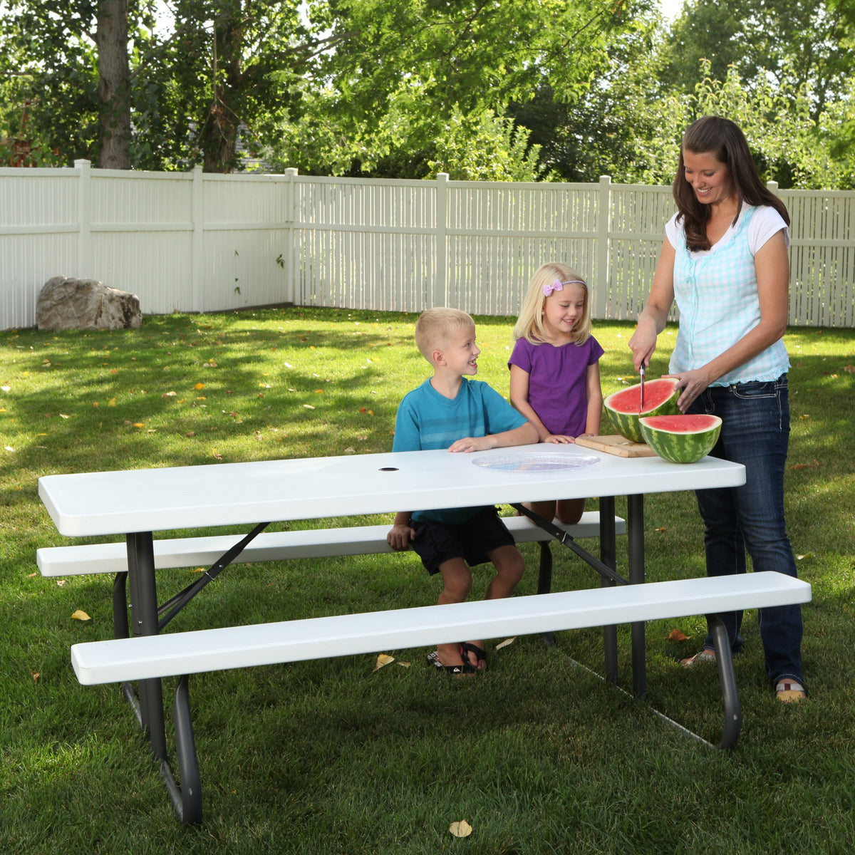Folding Picnic Table 6 Feet White Granite I71090