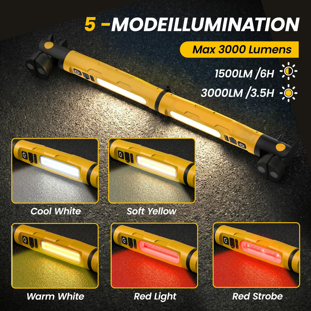 Magnetic Rechargeable LED Work Light with Detachable Dual Light Bars H27625