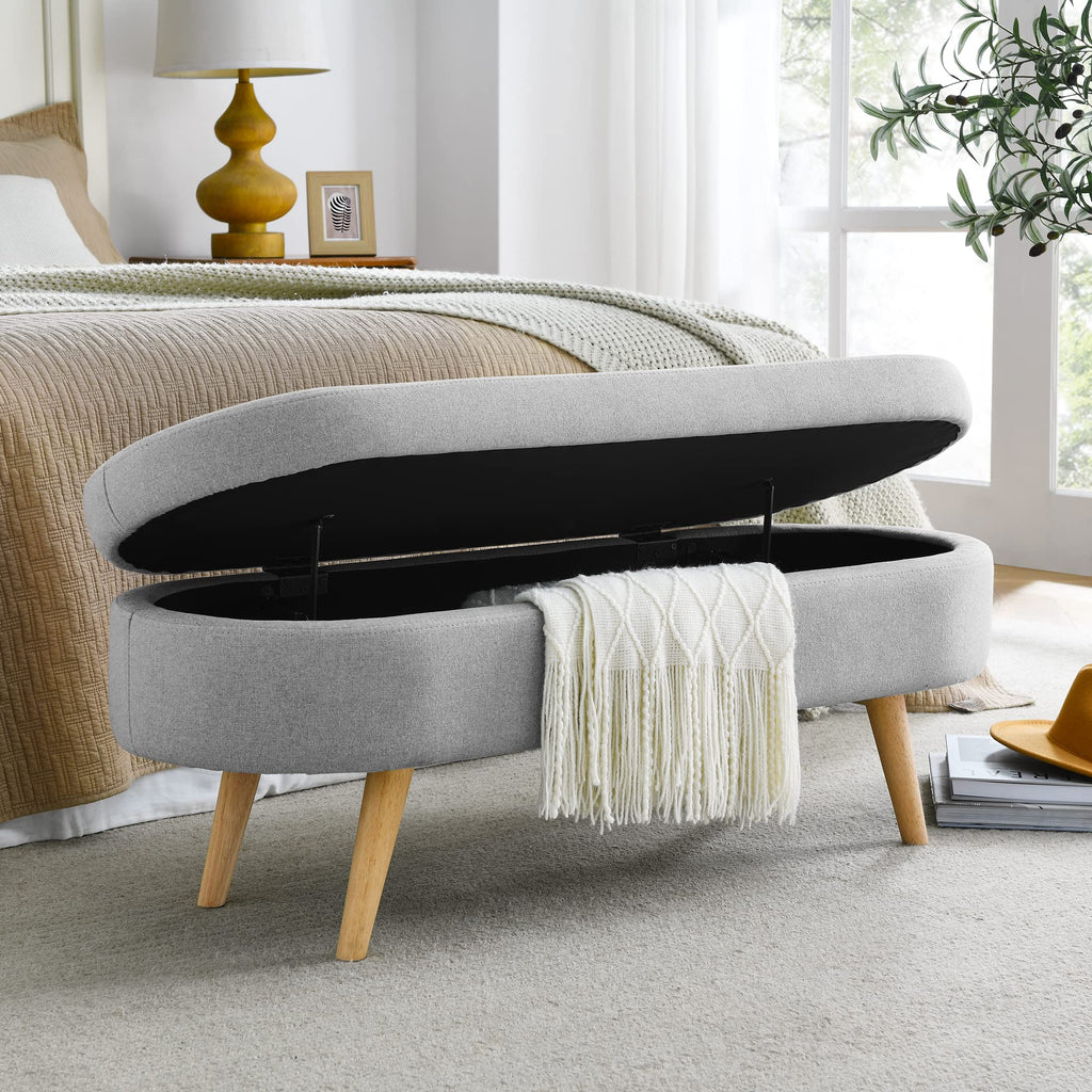 Oval Storage Bench with Rubber Wood Legs A73486