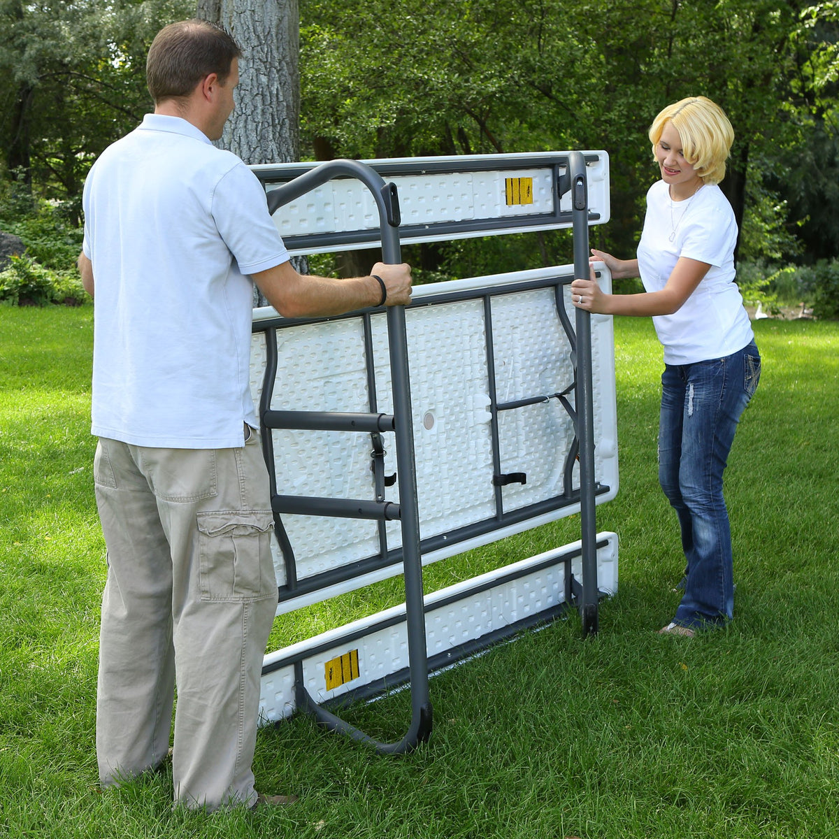 Folding Picnic Table 6 Feet White Granite I71090