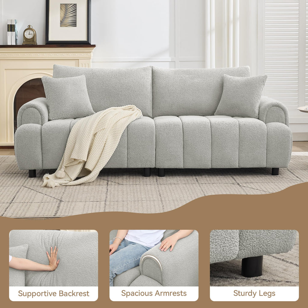 Light Grey Oversized Sherpa Boucle Sofa H920