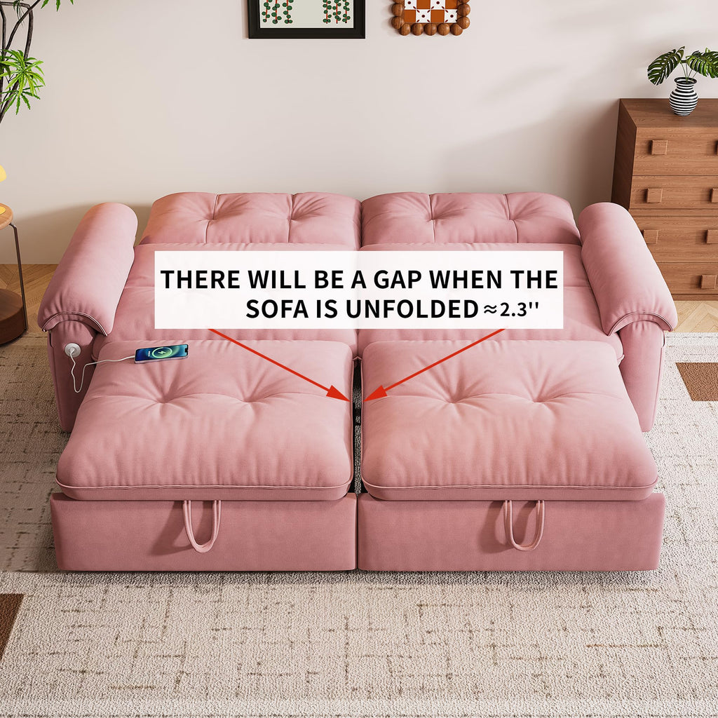 Queen Size Pink Sofa Bed with Pull Out Bed D623231