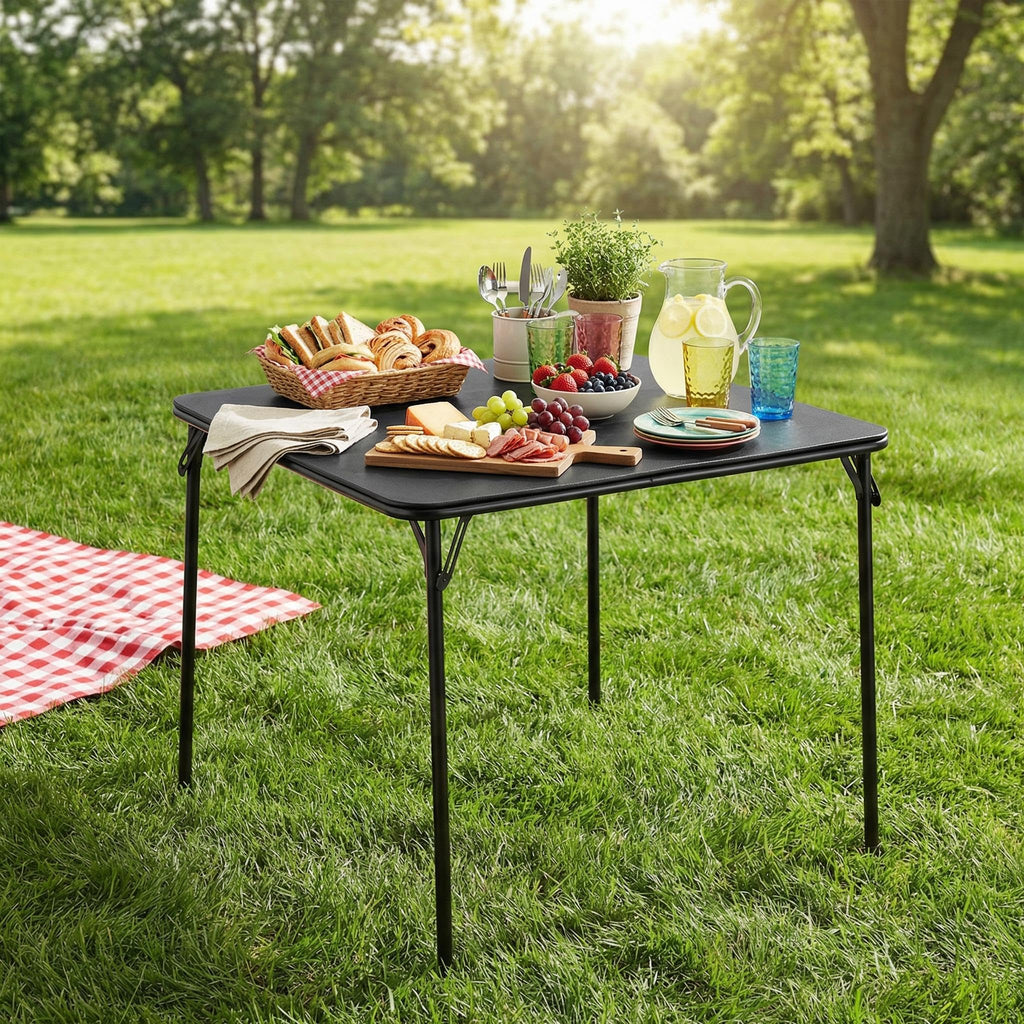 Square Folding Card Table 31.5 Inch PVC Top Metal Frame E567