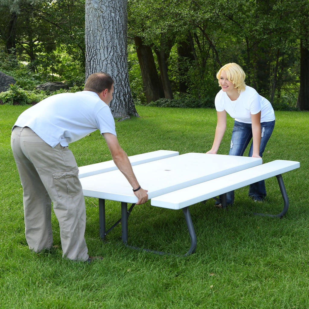 Folding Picnic Table 6 Feet White Granite I71090