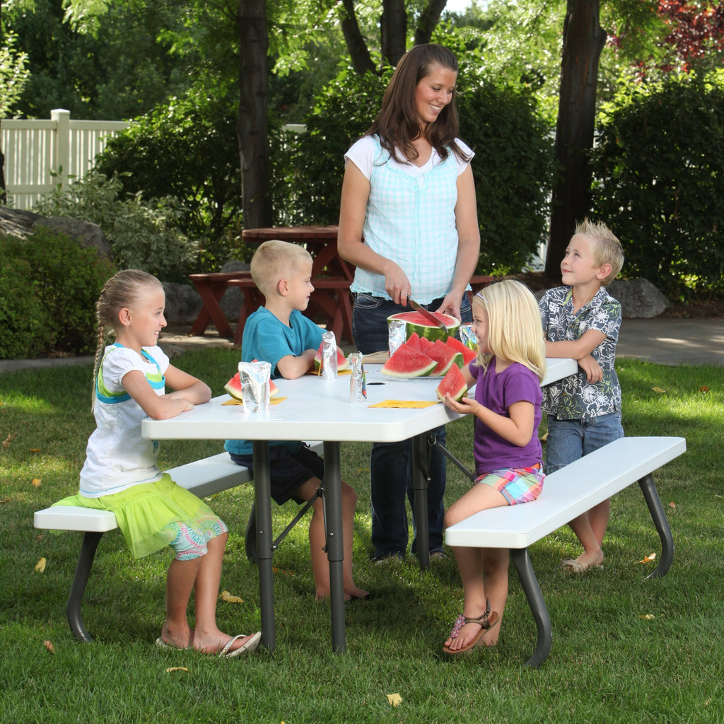 Folding Picnic Table 6 Feet White Granite I71090