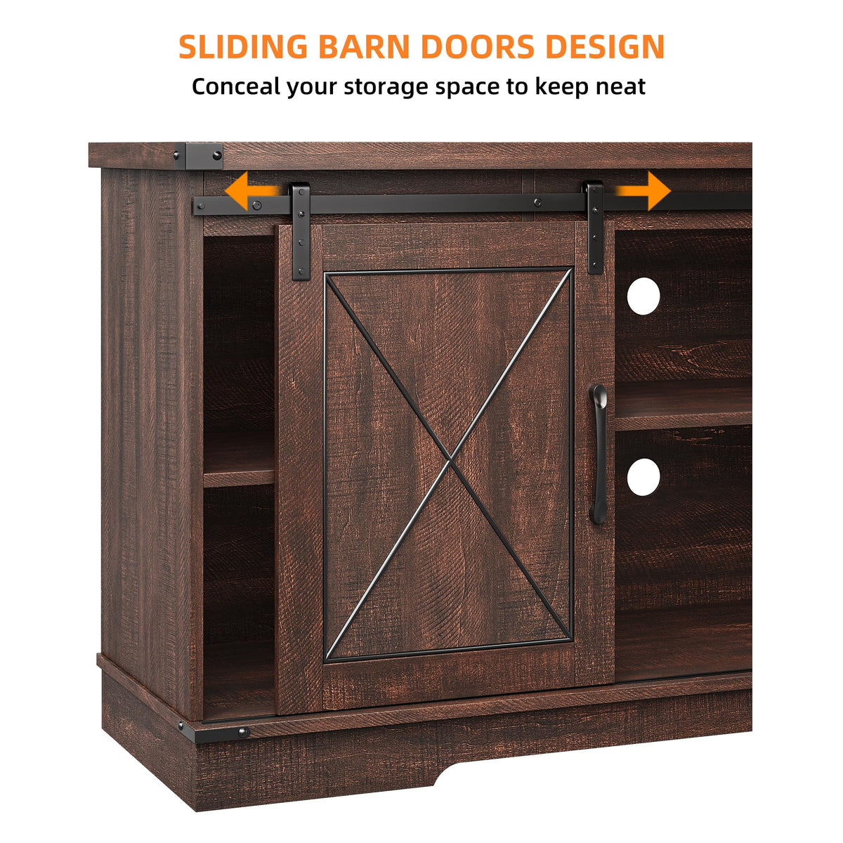 Farmhouse TV Stand with Sliding Barn Doors R69985