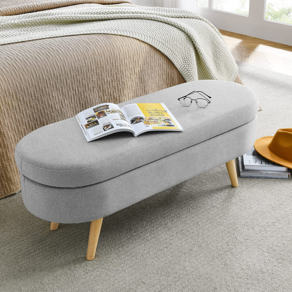 Oval Storage Bench with Rubber Wood Legs A73486